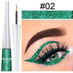 Long-Lasting Liquid Eyeliner Pen - Shimmer in Silvery, Green & Blue | Waterproof, Smudge-Proof Makeup