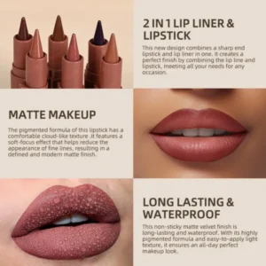 1PC Multicolor Matte Lip Liner, Natural, Waterproof, Superimposed and Blendable,high Pigmented,brown Lipstick for All Skin Types