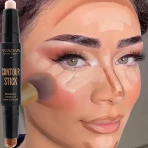 Face Contour Stick Double-Ended Highlight and Shadow CreamWaterproof Full Coverage Concealer, Natural Finish Makeup for All Skin