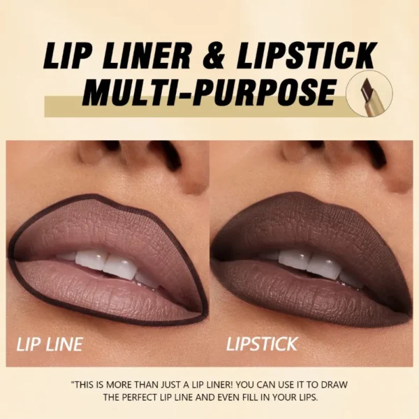 1PC Brown Tube Slanted Lip Line Lipstick - Matte Finish, Waterproof, Stackable, Non-stick Cup, Suitable for All Skin Types - Image 6