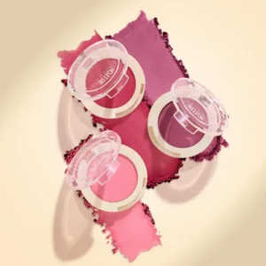 1PC Monochrome Blush Palette, Low Saturation Powder, Matte Effect, Pink/red, Long-lasting, Suitable for Date and Daily Needs