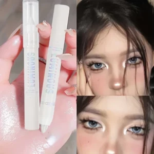 Long-Lasting Glitter Eyeshadow Highlighter Pencil for Eye Makeup - Waterproof, Pearly, White and Silver
