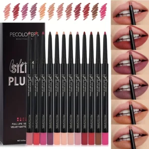 12PCS/Set Matte Lipliner Pencil Sexy Red Contour Tint Lipstick Lasting Non-stick Cup Moisturising Lips Makeup Cosmetic