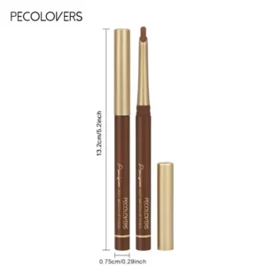 1PC Brown Tube Slanted Lip Line Lipstick - Matte Finish, Waterproof, Stackable, Non-stick Cup, Suitable for All Skin Types