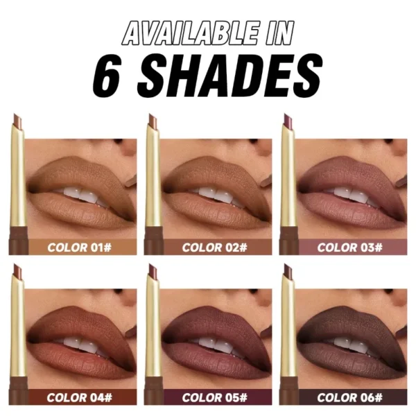 1PC Brown Tube Slanted Lip Line Lipstick - Matte Finish, Waterproof, Stackable, Non-stick Cup, Suitable for All Skin Types - Image 2