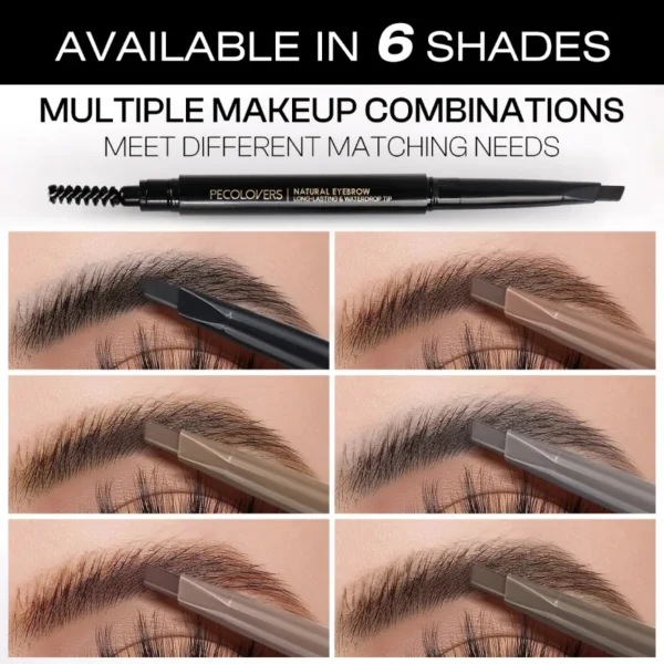 1PC Precise Application, Color Development, Anti-smudge,Black/brown/gray,Long-lasting Natural Matte Finish,2-in-1 Eyebrow Pencil - Image 2