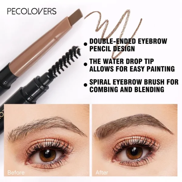 1PC Precise Application, Color Development, Anti-smudge,Black/brown/gray,Long-lasting Natural Matte Finish,2-in-1 Eyebrow Pencil - Image 3